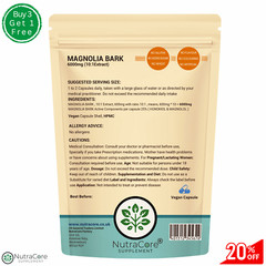 MAGNOLIA BARK Caps 6000mg-(25%Honokiol&Mangnol)-Digestion&Weight Control-180Caps