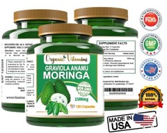 1 BOTTLE OF NATURAL ORGANIC SUPERFOOD pure Moringa Oleifera 120 capsules