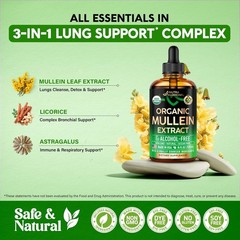 Mullein Drops for Lungs – USDA Organic Liquid – Mullein Leaf Extract Supplement