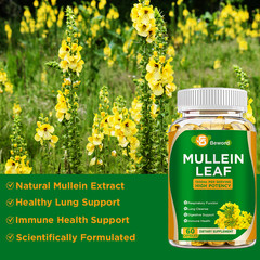 Mullein Leaf Capsules For Lung Cleansing & Detox Herbal Dietary Supplement