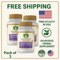 3 Packs × Maharishi Ayurveda Glucomap – 60 Tablets Each (2027 Expiry)