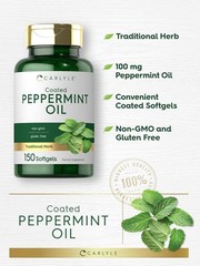 Peppermint Oil Softgels 50mg | 150 Count | with Rosemary & Thyme | by Carlyle