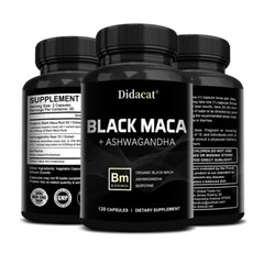 Black Maca -30/60/120Capsules – 1000mg high dose – Ashwagandha, BioPerine- Vegan