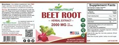 BEET ROOT POWDER 2000 mg Herbal Extract ABSORPTION Supplement 60 Capsules NEW