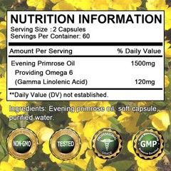 Evening Primrose Oil 1500 mg with GLA, Omega 6 – 30/60/120 Softgels