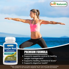 2 Pack Best Naturals Konjac Glucomannan root 2000mg/serving 180 Veggie Caps