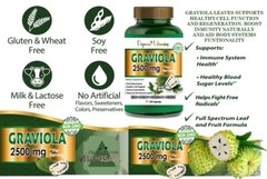 Graviola Capsules 2500mg 120 Pure Natural Soursop Capsules Leaves fruit Powder