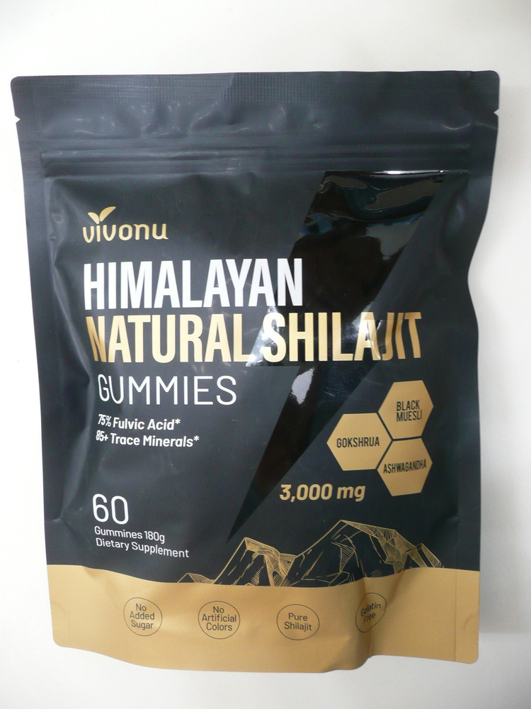 VivoNu Himalayan Shilajit Gummies 3000mg, Ashwagandha, Fulvic Acid, 60 Count