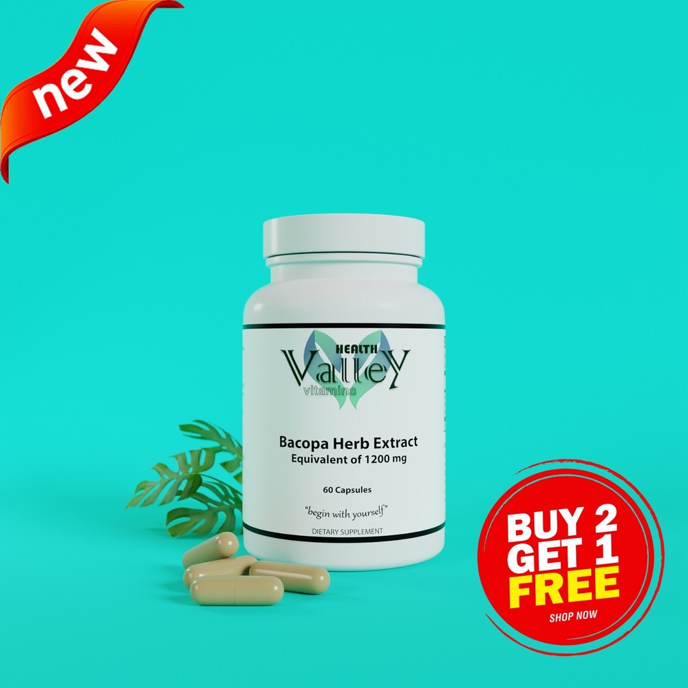 Bacopa 1200 mg, Brain Health, Anxiety, Stress, Antioxidants