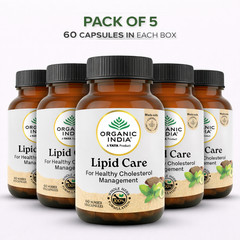 Organic India Lipid Care 60 Veg Capsules Ayurvedic Herbal Wellness 5 Pack