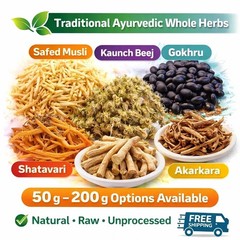 Safed Musli, Kaunch Beej, Ashwagandha, Shatavari Gokhru Akarkara Combo Free Ship