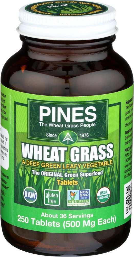 Pines International Wheat Grass Green Leafy Vegetable Tablets 500 mg 250 Count