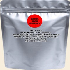 GINGER ROOT With Absolutely No Additives Powder High Potency 100 Veg Capsules
