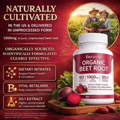 Beravia pure Beet Root Capsules, Purely Natural, Non-GMO 60-Counts