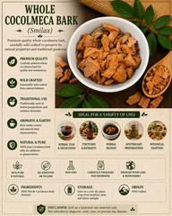 Whole Cocolmeca Bark Premium Wild Crafted Herbal Bark Smilax Root Bark | Mexican