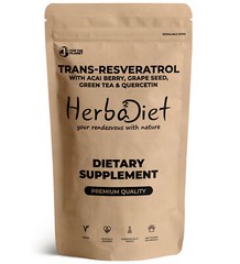 Resveratrol 97% Powder Antioxidant Cardiovascular with Acai Green Tea Quercetin