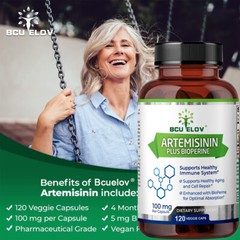 Artemisinin (Sweet Wormwood) Veggie Capsules 100 mg Plus BioPerine 30/60/120Caps