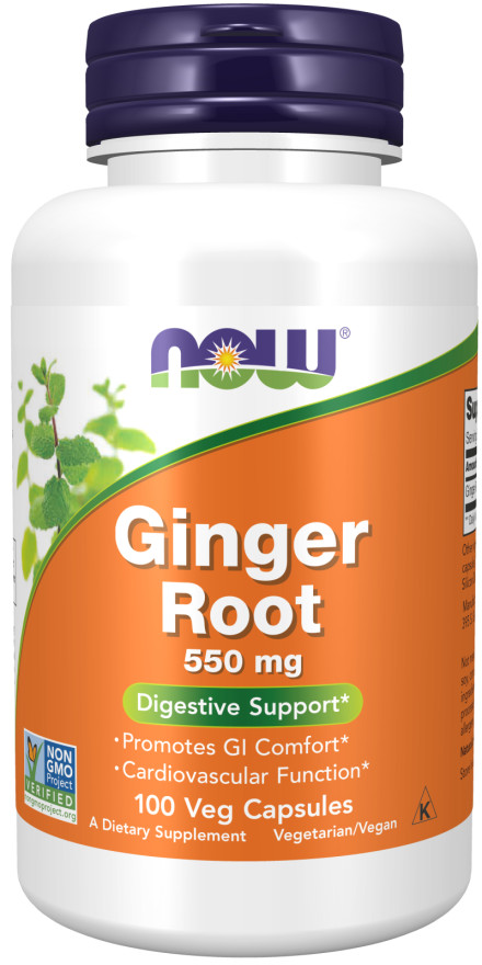 NOW Foods Ginger Root 100 Caps 550 mg 5% Gingerols upset Stomach relief 05/25EXP
