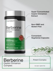 Berberine Plus Ceylon Cinnamon 2000 mg | 120 Capsules | Vegetarian | by Horbaach