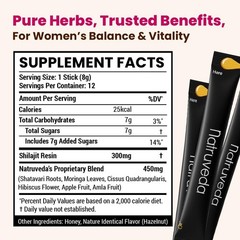 Natruveda Shilajit Honey Sticks for Women, 12 Sticks – Hazelnut | 300 mg Himalay