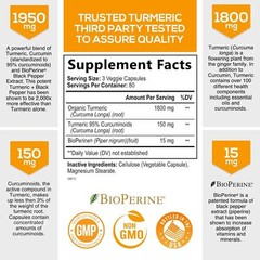 TURMERIC CURCUMIN With GINGER with Bioperine Black Pepper 1950 Mg – 60/ 240/Bx