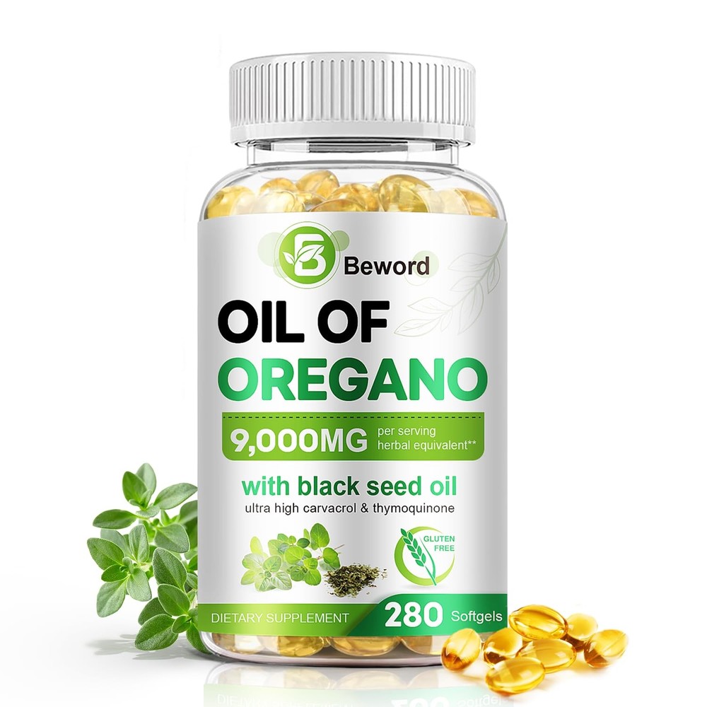 BEWORD Oil of Oregano with Black Seed Oil 9000mg Per Serving 280/560 Softgel …