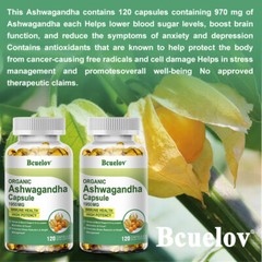 Organic Ashwagandha Capsules 1950mg 30 To 120 Capsules with Black Pepper