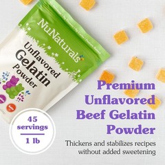 NuNaturals Unflavored Beef Gelatin Powder, Instantly Thickens, Stabilizes, and T