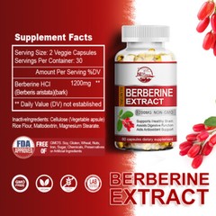 Qty10/60/120 Natural Berberine HCL Extract 1200mg Capsules Blood Sugar Support