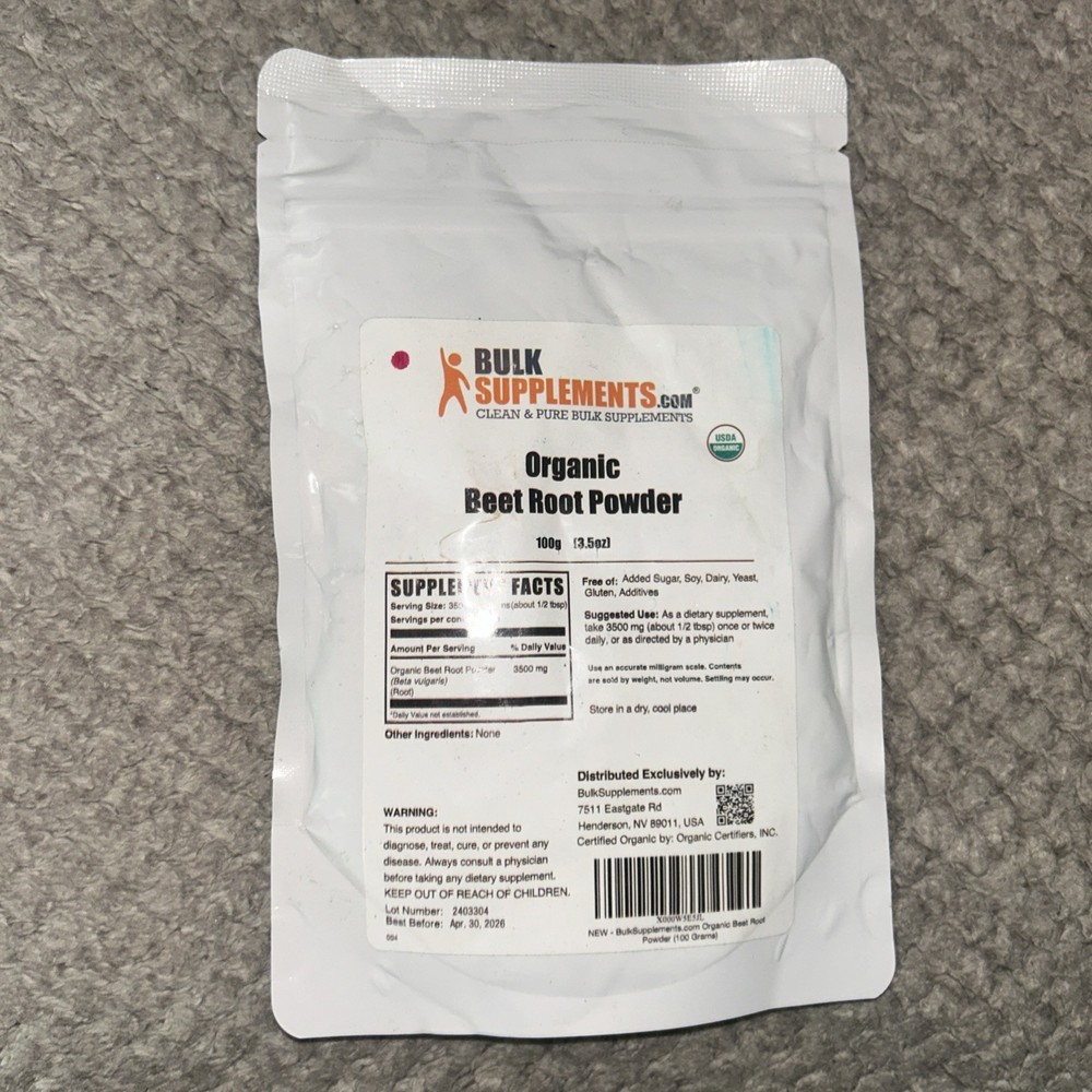 BulkSupplements Organic Beet Root Powder 3.5oz (100g) 29 Servings