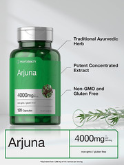 Arjuna Capsules 4000mg, Non-GMO Gluten Free Arjuna Bark Herb Extract by Horbaach