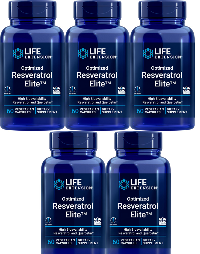 Optimized Resveratrol Elite Quercetine/Fisetin/Grape 5X60 Caps Life Extension