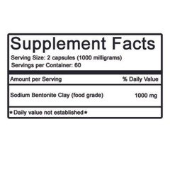 120 Sodium Bentonite Clay Capsules 1000 mg – Natural Herbal Detox