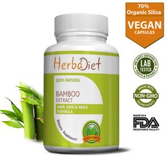 Natural Silica 500mg Capsules Skin, Hair Growth Supplement Bamboo Extract 70%