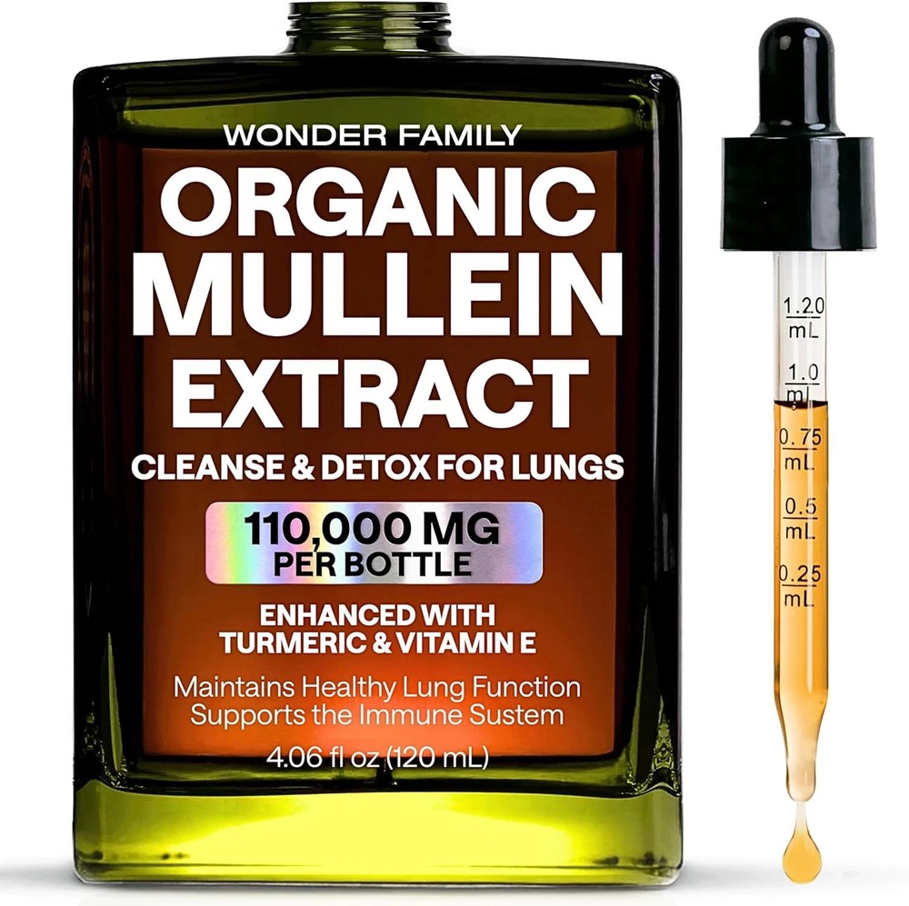 Mullein Drops for Lungs – Lung Detox for Smokers & Lung Cleanse Liquid – Mullein