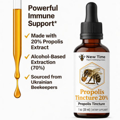 Bee Propolis Tincture 20% – 3 Bottles (3 × 30 mL) Alcohol-Based Liquid Extract