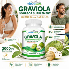 Soursop GRAVIOLA EXTRACT 2000 mg 45days Guanabana Annona Antioxidant 90 capsules