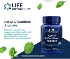 ACETYL-L-CARNITINE ARGINATE CELL BRAIN HEALTH 90 Caps 620mg LIFE EXTENSION