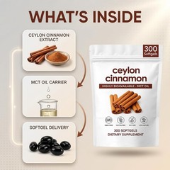 ZRRTXV Ceylon Cinnamon Softgels 𝟳𝟮𝟬𝟬𝙢𝙜 with MCT 60 Count (Pack of 1)