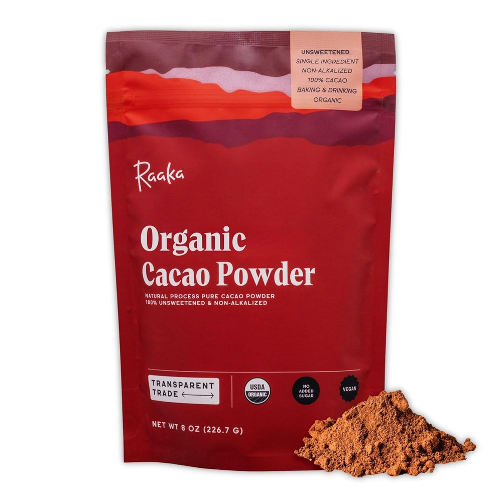 Organic Unsweetened Cacao Powder with Rich Dark Chocolate Flavor NEW
