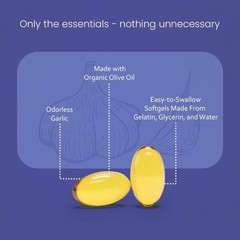Odorless Garlic – Concentrated 100:1 Garlic Extract with Olive Oil – 150 Soft…