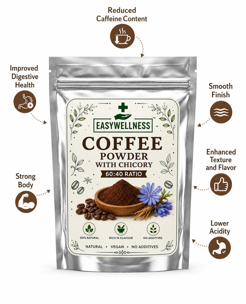 Coffee Powder with Chicory 60:40 Blend Instant Filter Style Rich Aroma