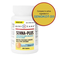 GeriCare Senna Plus Natural Laxative with Stool 200 Count (Pack of 1)