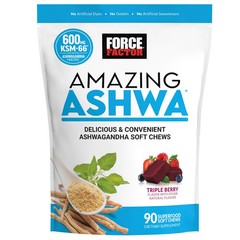 Force Factor Amazing Ashwa Triple BerryFlavor, 90 Soft Chews Delicious Flavor