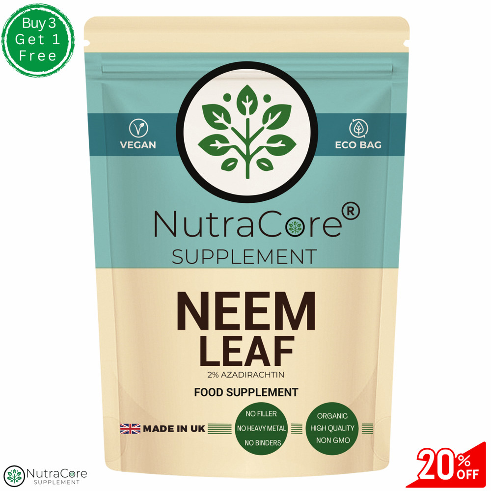 NEEM LEAF 5500mg Capsules, (2%Azadirachtin) 100% Organic-Detox Immune Support