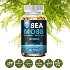 120 Pills Organic Sea Moss Capsules,Irish Sea Moss, Bladderwrack Immune Health