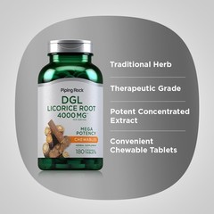 DGL Licorice Chewable Tablets 4000mg | 180 Count | Mega Potency | by Piping Rock