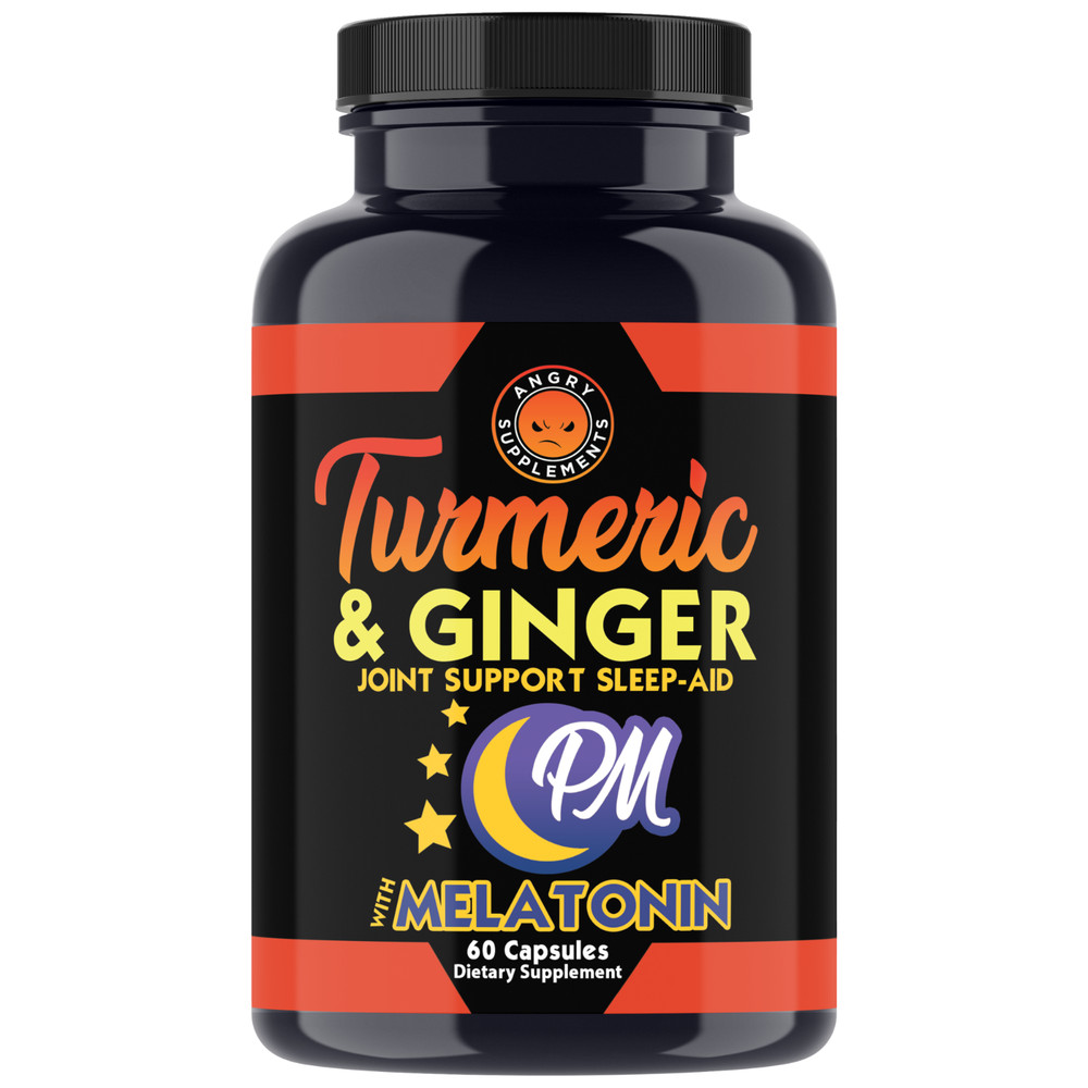 Angry Supplements Turmeric Curcumin w. Ginger PM Melatonin Joint Pain Sleep Aid