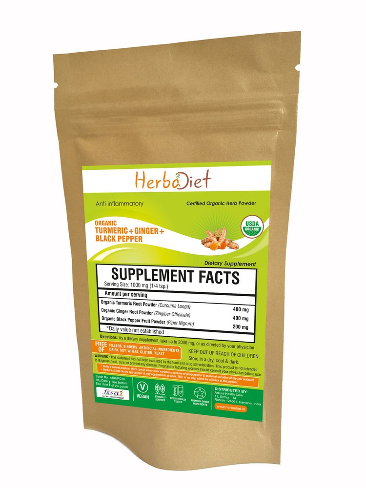 Organic Turmeric Curcumin Ginger Black Pepper Powder STRONG Anti-Inflammatory