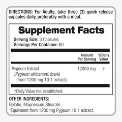 Pygeum 12000mg 3X180 Caps No Preservatives